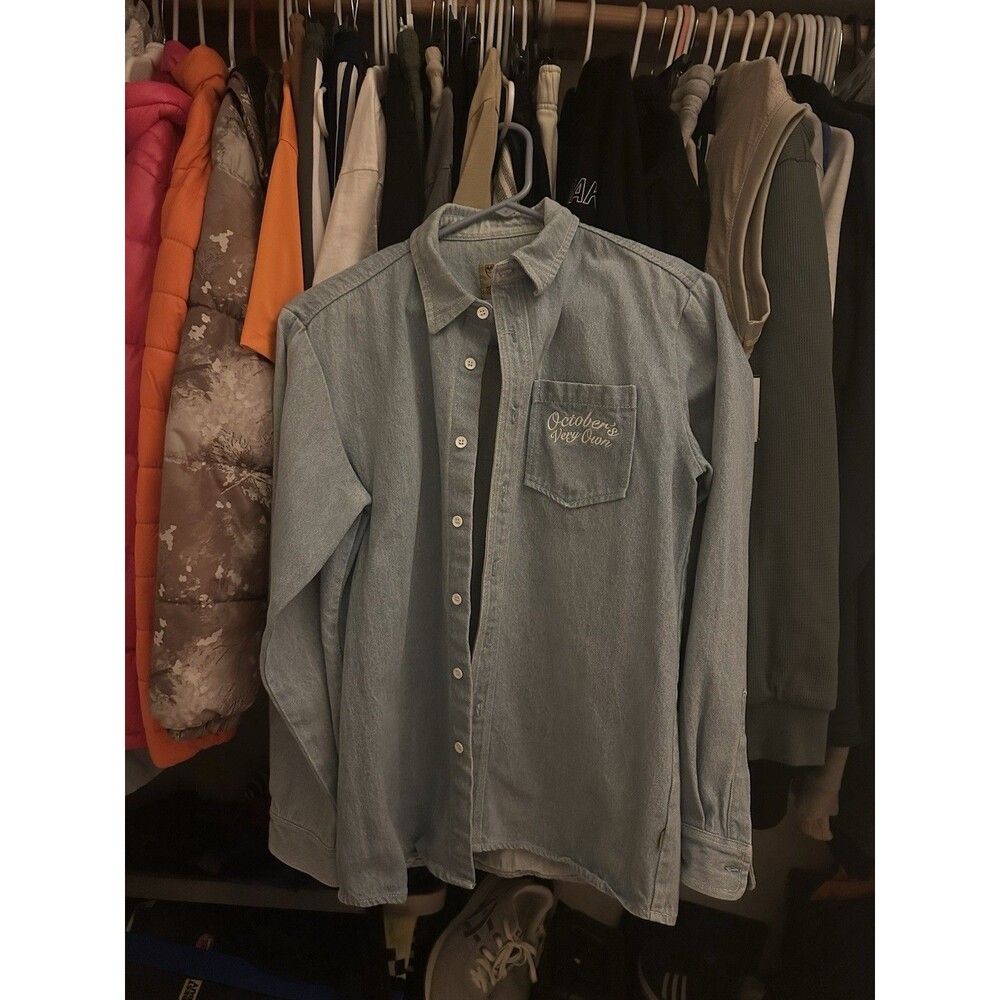 Men’s Drake Ovo Denim Button Down Shirt Size Medium